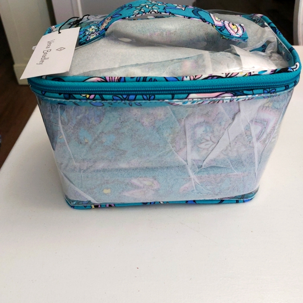 Vera Bradley 4 Piece Cosmetic Set Peacock Garden NWT
